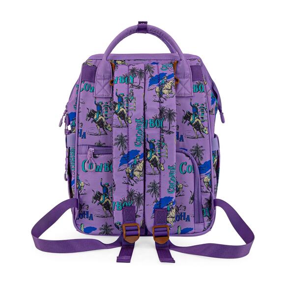 Wrangler Cowboy Print Purple Backpack/Baby Travel Bag *NEW w/ Tags - Picture 2 of 5